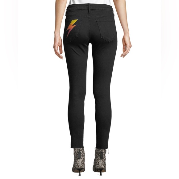 Rare MOTHER 
Looker Ankle Fray Distressed Jeans with Lightning Bolt (J2) - Picture 1 of 10
